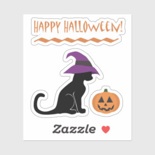Halloween Witch Cat and Pumpkin