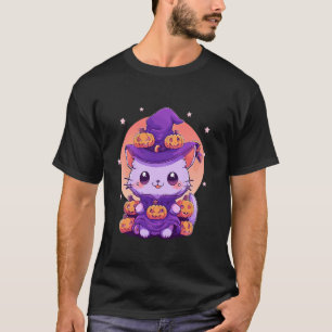 Halloween Witch Cat Cute Kitten Jack o Lantern Pum T-Shirt
