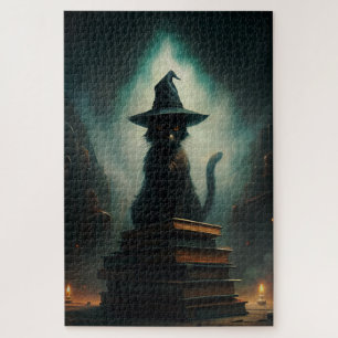Halloween Witch Cat Jigsaw Puzzle