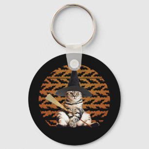 Halloween Witch Cat Keychain