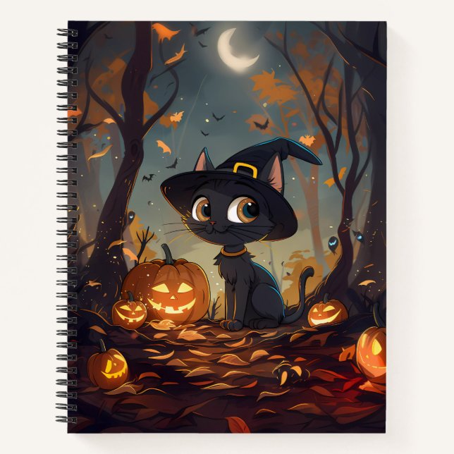 Halloween Witch Cat Notebook (Front)