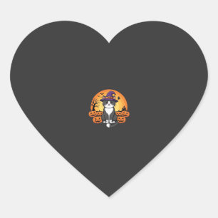 Halloween Witch Cat Pumpkin Moon Design_1 Heart Sticker