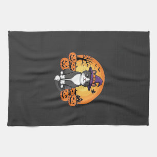 Halloween Witch Cat Pumpkin Moon Design_1 Kitchen Towel