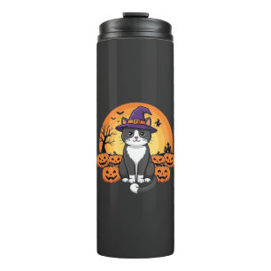 Halloween Witch Cat Pumpkin Moon Design_1 Thermal Tumbler