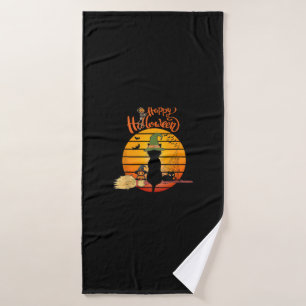 Halloween witch cat Pumpkin Skeleton Bat Scary Bath Towel