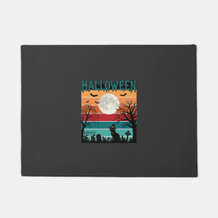 Halloween Witch Cat Spider Web Moon Graveyard_1_1 Doormat