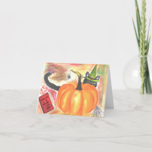 Halloween Witch Cat Thank You Card