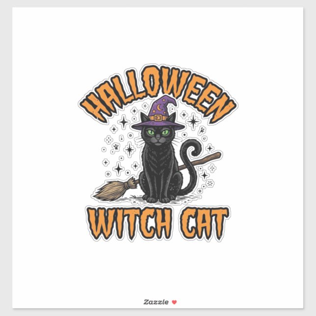 Halloween Witch Cat Vintage Engraving Design_1 (Sheet)