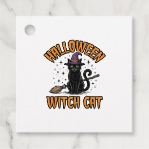 Halloween Witch Cat Vintage Engraving Design_1 Favour Tags