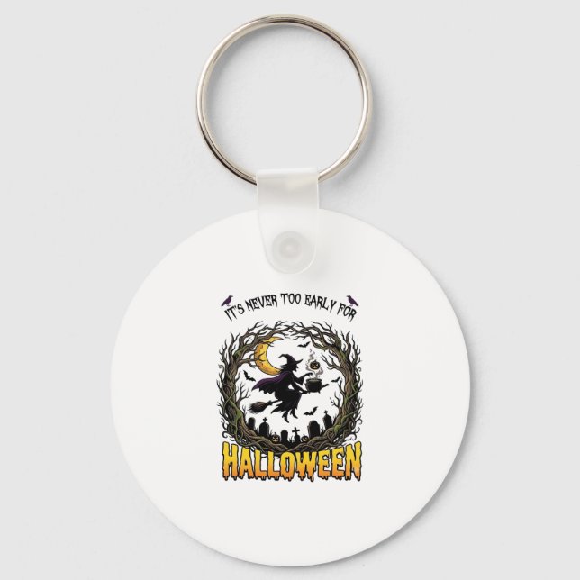 Halloween Witch Cauldron Moon Cemetery Twisted Tre Keychain (Front)