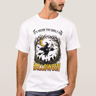 Halloween Witch Cauldron Moon Cemetery Twisted Tre T-Shirt