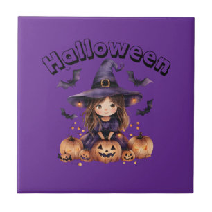 Halloween Witch Ceramic Tile Decoration