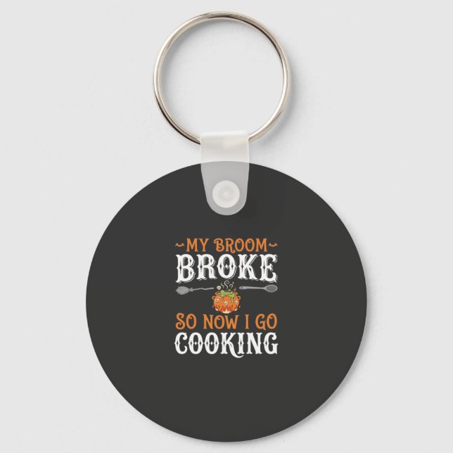 Halloween Witch Cooking Broom Broke Design_1 Keychain (Front)