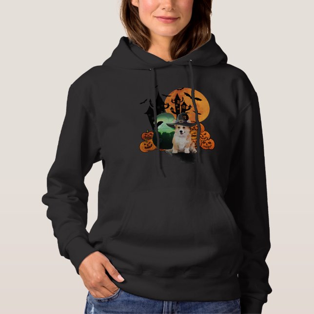 Halloween Witch Corgi Dog Hoodie (Front)