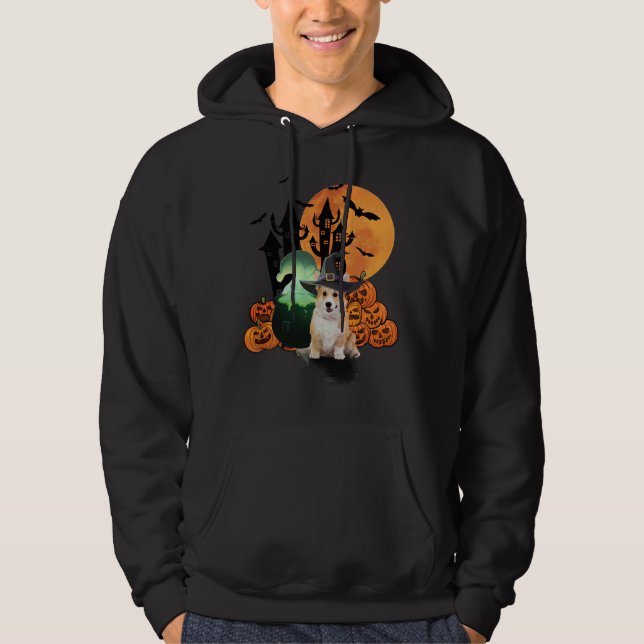 Halloween Witch Corgi Dog Hoodie (Front)
