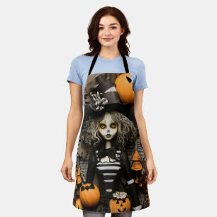 Halloween witch creepy white face apron