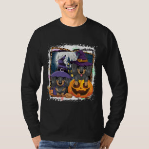 Halloween Witch Dachshund Witch Hat Wearing T-Shirt