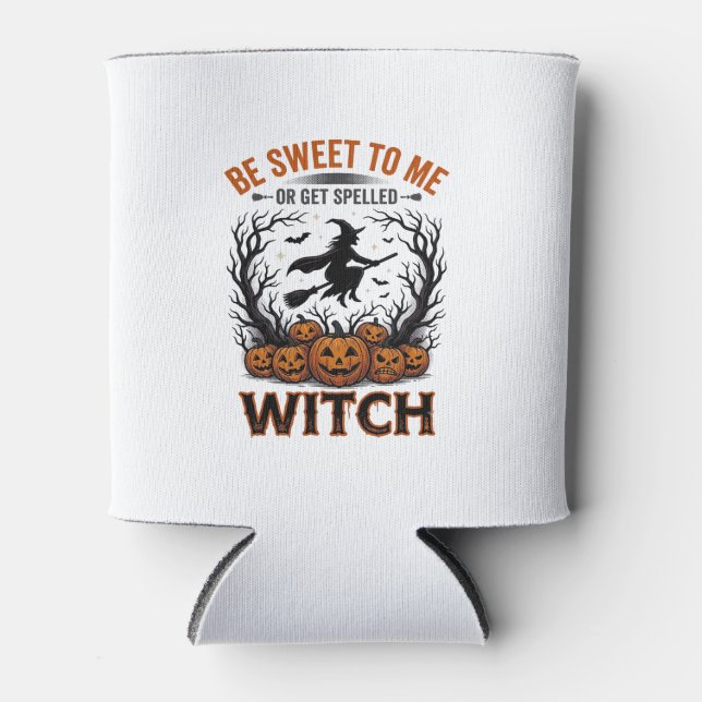 Halloween Witch Design Be Sweet Or Get Spelled_1 Can Cooler (Front)