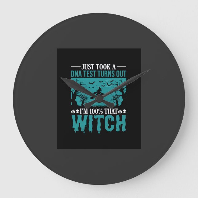 Halloween Witch DNA Test Design Large Clock (Front)