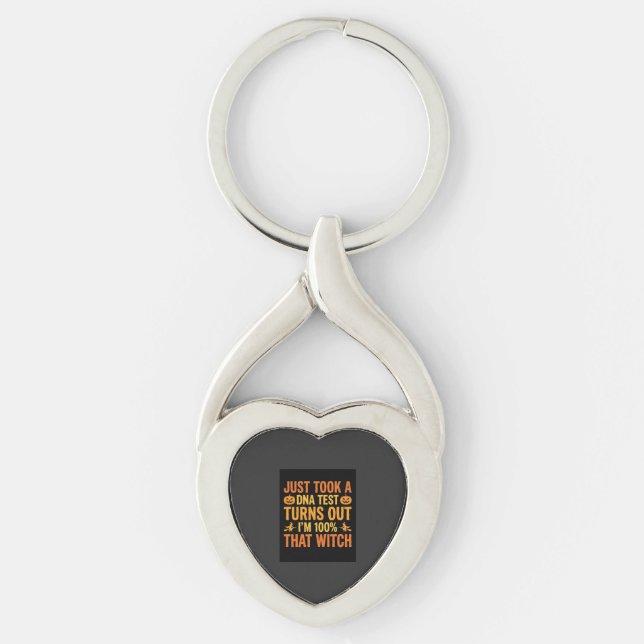 Halloween Witch DNA Test Funny Design Keychain (Front)
