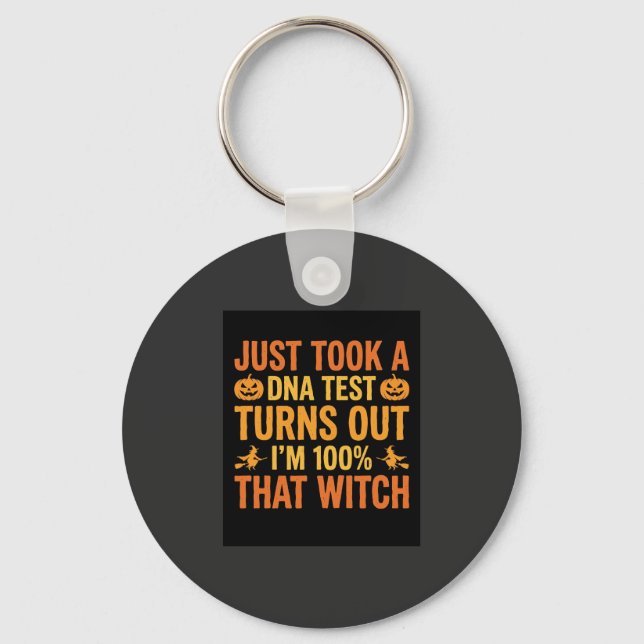 Halloween Witch DNA Test Funny Design Keychain (Front)