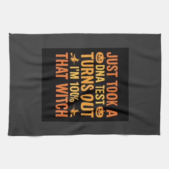 Halloween Witch DNA Test Funny Design Kitchen Towel (Horizontal)