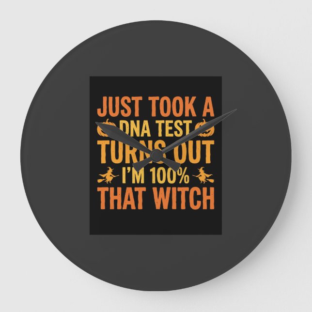 Halloween Witch DNA Test Funny Design Large Clock (Front)