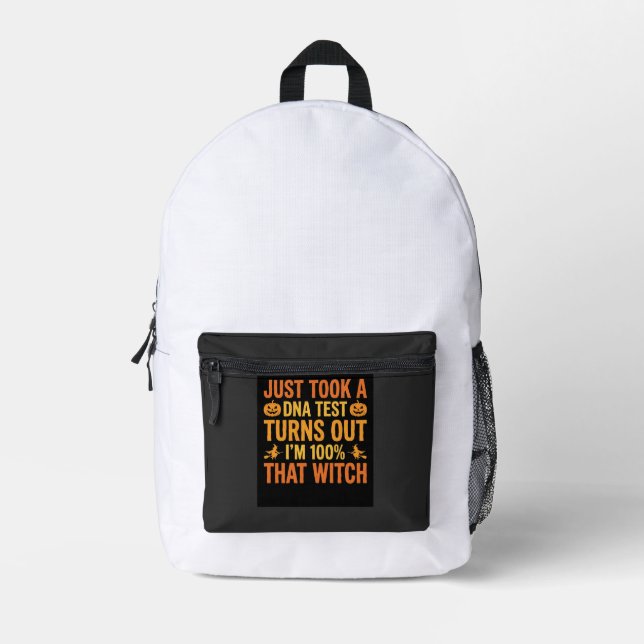 Halloween Witch DNA Test Funny Design Printed Backpack (Front)