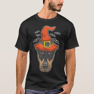 Halloween Witch Doberman Costume T-Shirt