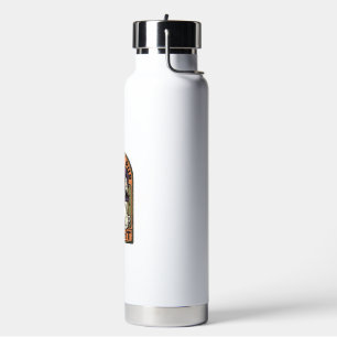 Halloween Witch Dog Vintage Engraving Shirt Design Water Bottle