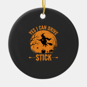 Halloween Witch Drive Stick Graphic_1 Ceramic Ornament