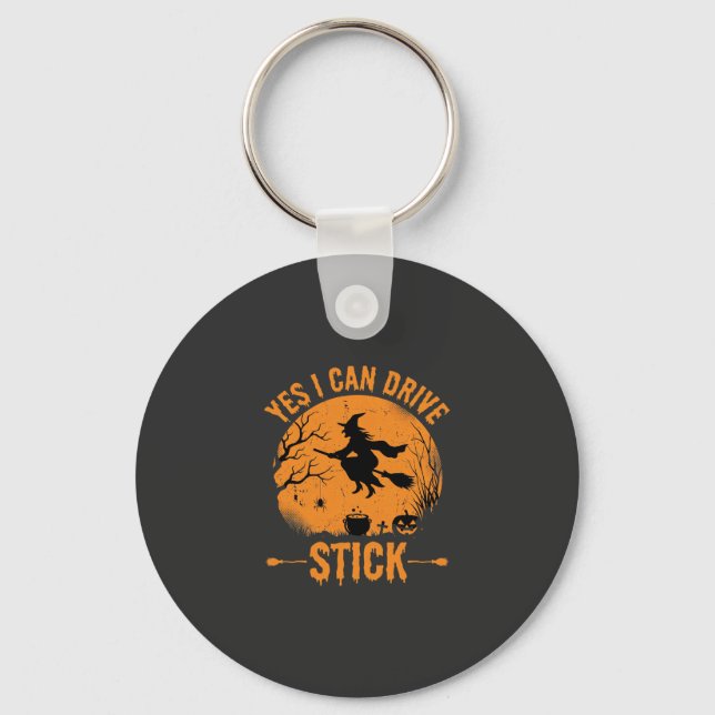 Halloween Witch Drive Stick Graphic_1 Keychain (Front)