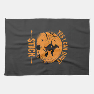 Halloween Witch Drive Stick Graphic_1 Kitchen Towel