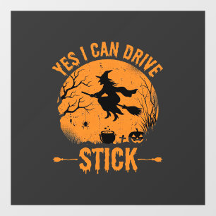 Halloween Witch Drive Stick Graphic_1 Window Cling