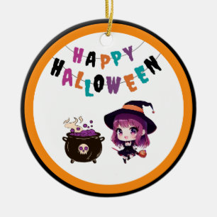 Halloween/witch/fall/October Ceramic Ornament