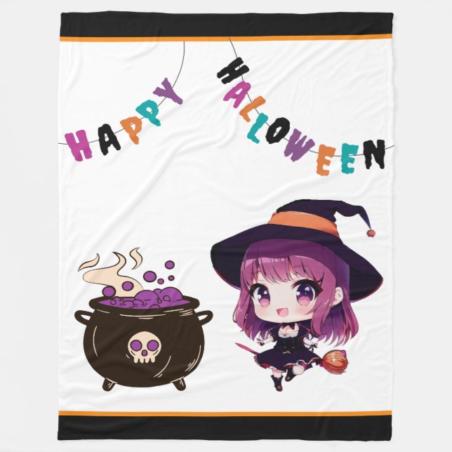 Halloween/witch/fall/October Fleece Blanket (Front)