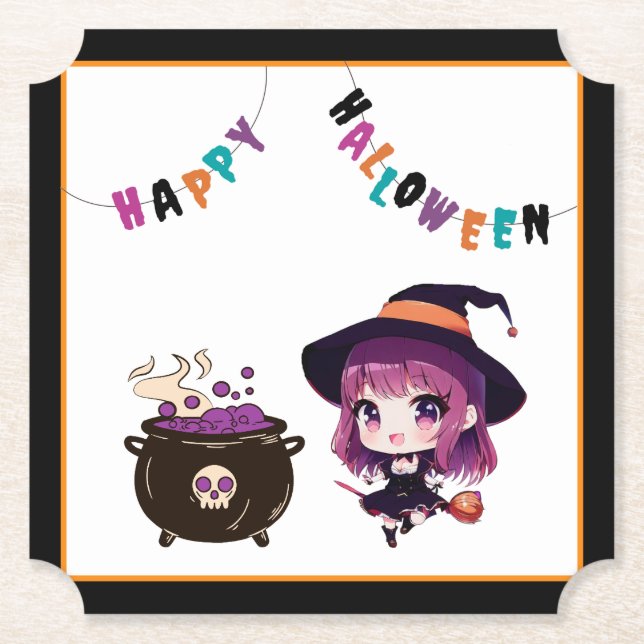 Halloween/witch/fall/October Paper Coaster (Front)