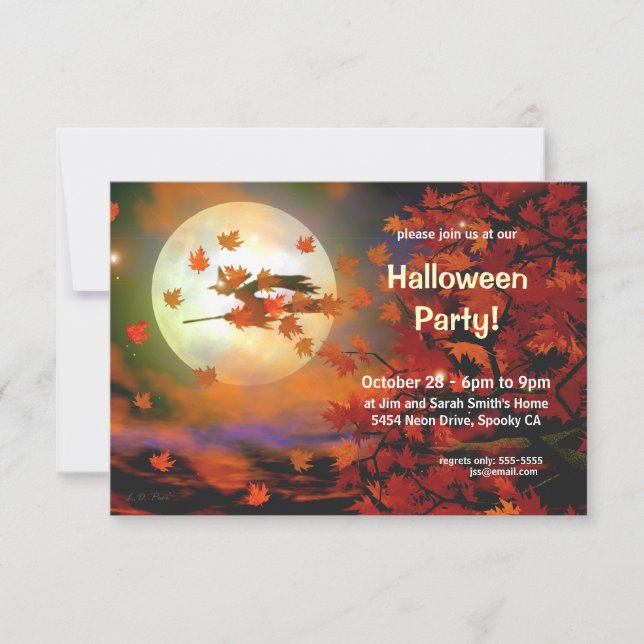 Halloween Witch Flight Invitation (Front)
