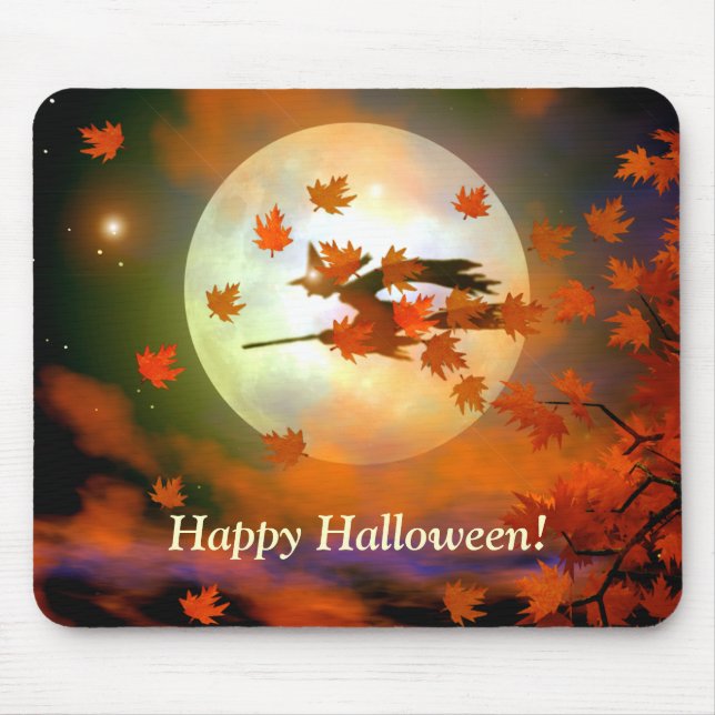 Halloween Witch Flight Mouse Pad (Front)