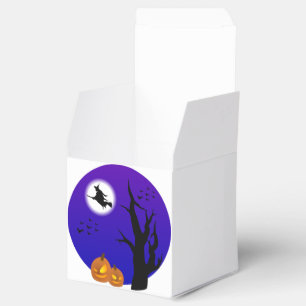 Halloween Witch Flying Broom Full Moon Favor Box