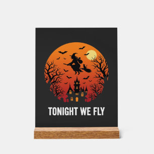 Halloween Witch Flying Night Graphic Design_1 Acrylic Sign