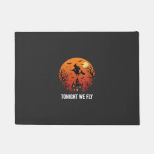 Halloween Witch Flying Night Graphic Design_1 Doormat