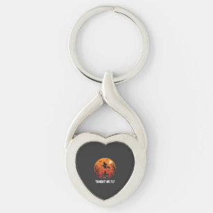 Halloween Witch Flying Night Graphic Design_1 Keychain
