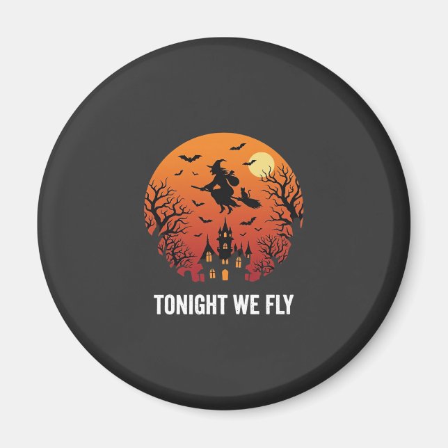 Halloween Witch Flying Night Graphic Design_1 Magnet (Front)