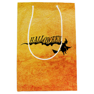 Halloween witch flying on a broomstick medium gift bag