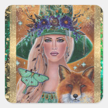 Halloween witch fox art by Renee Lavoie