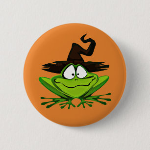 Halloween Witch Frog 2 Inch Round Button