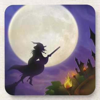 Halloween Witch Full Moon Coaster