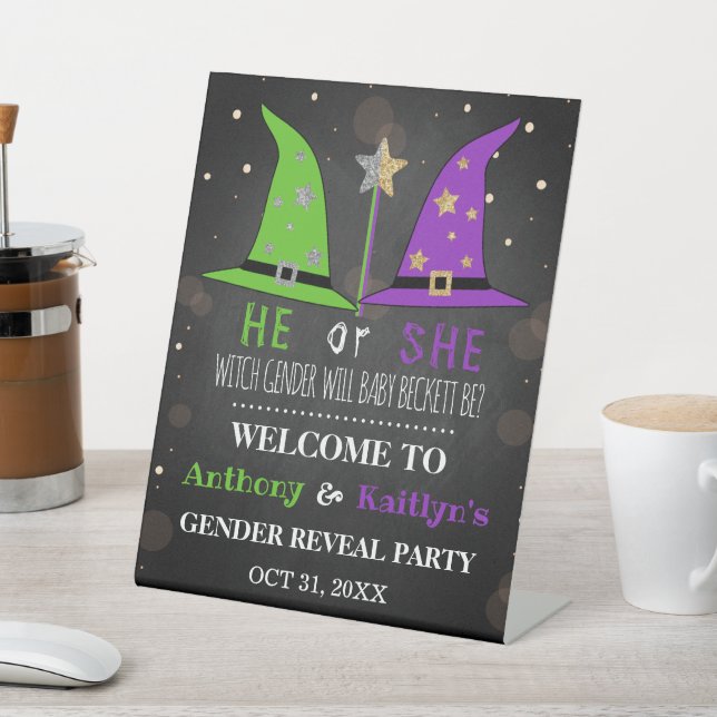 Halloween Witch Gender Reveal Party Welcome Sign (In SItu)
