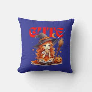 Halloween Witch Girl Throw Pillow